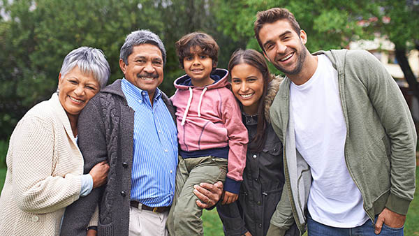 3 generations of a biracial family with a family member in recovery